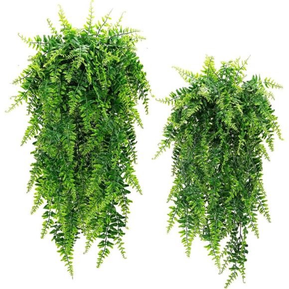 Boston Ferns Artificial Persian Rattan Fake Hanging Plant Faux Greenary Vine - Picture 1 of 6